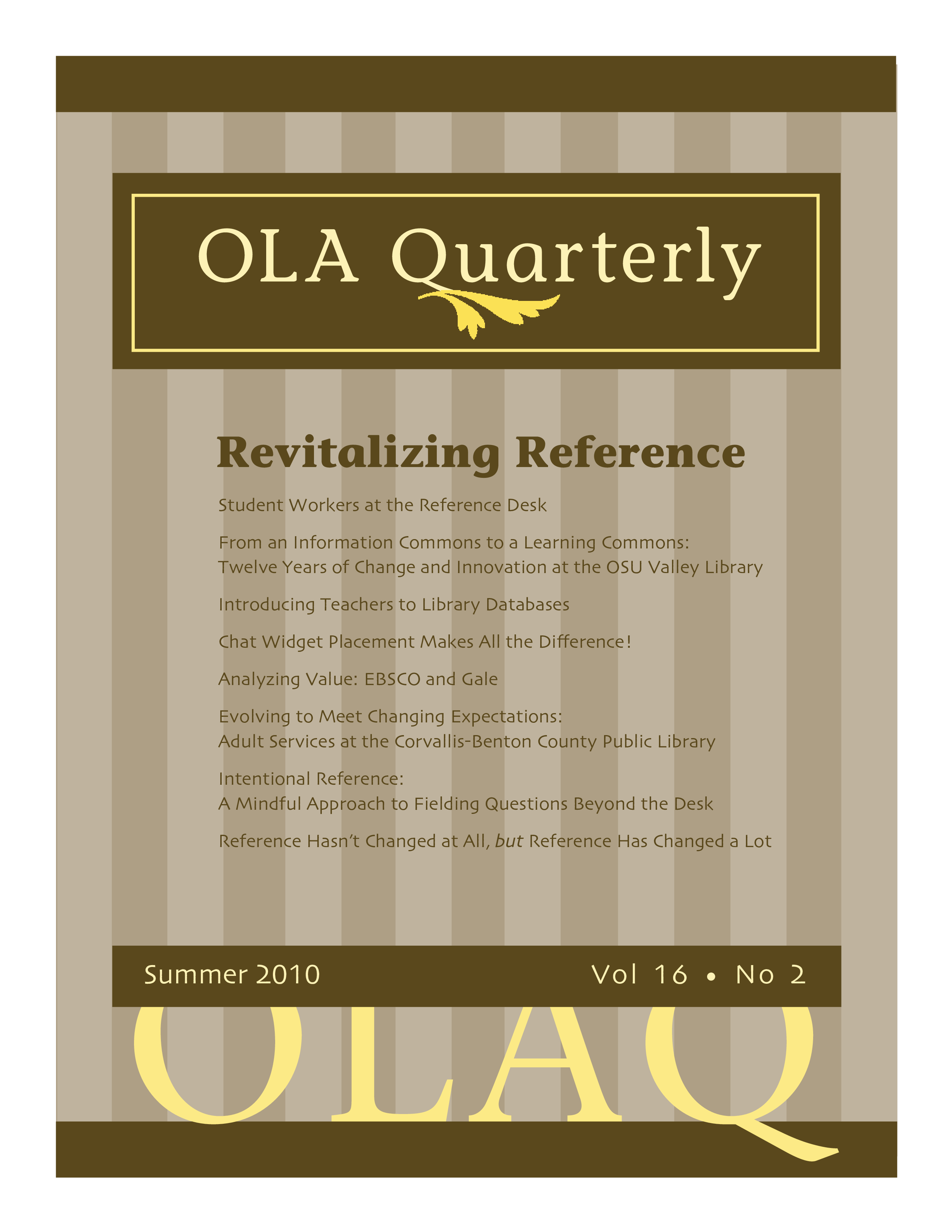 					View Vol. 16 No. 2 (2010): Revitalizing Reference
				